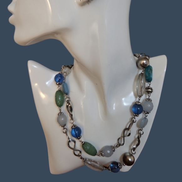 Vintage Jewelry - Vintage Acrylic Chain Beaded Long Sweater Necklace